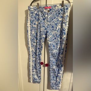 Lilly pulitzer blue and white pants size 8